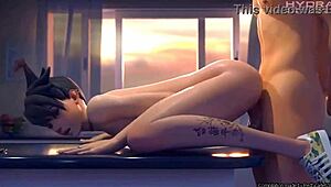 D.Va Gets Her Ass Ripped Hard in Futa Compilation