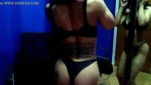 Anjinha Sensualizing In Front Of The Mirror, Touching Herself With Passion