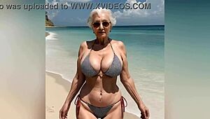 granny flaunts new sexy bikini with dirty talk before going nude on beach