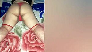 A Latina BBW seduces her roommate in red lingerie