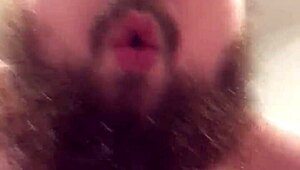 young gay chub enjoys sucking and riding his dildo