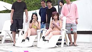Japanese Star in Wild SEX BUBBLE PARTY 2019 Poolside Orgasm Frenzy