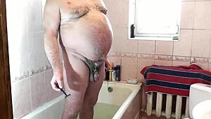 Wow! Stepdaughter Shaves Stepdad's Balls in Bathroom Taboo Scene