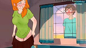 Steve spies on Alex stripping bare in MINECRAFT HENTAI parody