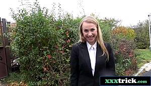 Cute Russian reporter banged in public! 😳