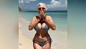 granny flaunts new sexy bikini with dirty talk before going nude on beach