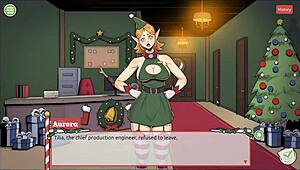 In this Christmas hentai game, the naughty elf surprises Claus with his sexy wife.