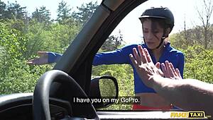 yo, fake taxi babe, that sexy cyclist got pounded by my huge rod for a fare