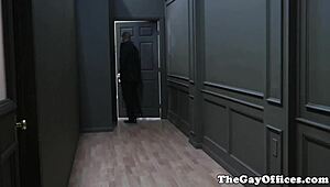 Gay Ebony Hunk in Uniform Unloads at Work