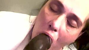 Slurping and licking this thick shaft gets messy quick