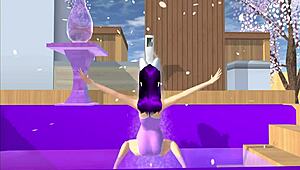 Cartoon Fox Girl Dances Seductively on Your Lap in Sakura School Simulator POV Scene.