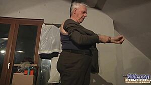 Horny wife enjoys sucking grandpa husband's fat cock in steamy encounter