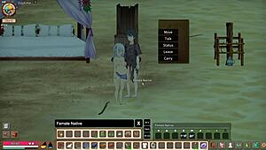 I explore the mad island with the native girl in this crazy game scene