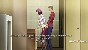 My girlfriend acts as a cum bucket for my friends in this uncensored hentai.