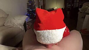 christmas alone with stepmom, cum in throat surprise