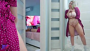 Stepdaughter with Big Tits Spies on Stepdad in Steamy Homemade Clip Part 2