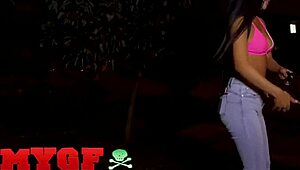 Think shy Binky Beaz will swallow Leo's hard dick outside her house?