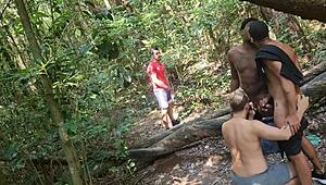 Strolling In Park, I Join Hot Brazilian Group For Wild Action
