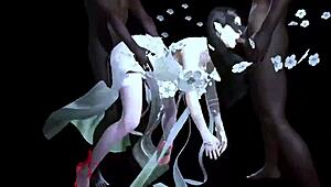 two bbc fuck bigboobs chick in 3d animation 244