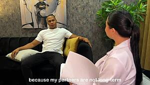 Nympho with big dick visits busty sexologist Daniela Gomez for wild therapy! It's a jaw-dropping session of raw action.