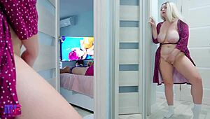 Stepdaughter with Big Tits Spies on Stepdad in Steamy Homemade Clip Part 2