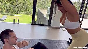 Sweaty Bodies Worship Ass And Tits At Gym With Monster Cocks