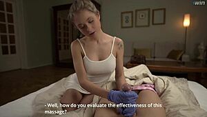 Slim busty nurse offers intense first aid with a wild ride in POV