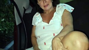 Chubby bisexual girl takes big cock from Uber driver on street and swallows cum