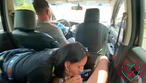 Casada Sucking Me While Husband Drives the Car