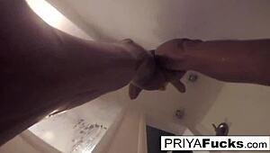 Sexy busty MILF Priya Rai satisfies her wild urges in solo play.