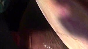 This ts gets a sloppy blowjob from a hooded black guy