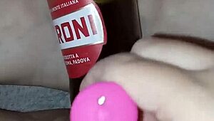 Gretala Pregnant Excited Rubs Bottle on Her Juicy Pussy Lips