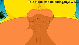 Marge Strips on Nude Beach in Simpsons Animation