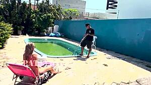 Feeling excited, the wife eagerly waits for her husband to leave so she can pleasure the neighbor