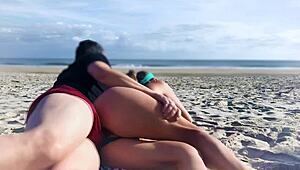 Milf shocked by dick in anus on public beach!
