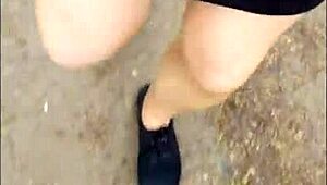 german chubby amateur flashes nylon in public on a cable car mountain visit