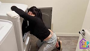 Hot Stepmom London Rose Stuck In Washer