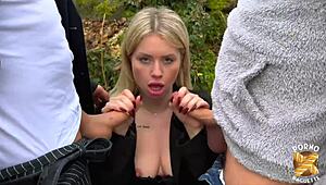 Georgia’s stunning body taken by two eager guys in lingerie