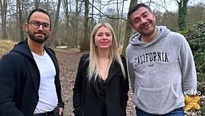 Georgia’s stunning body taken by two eager guys in lingerie