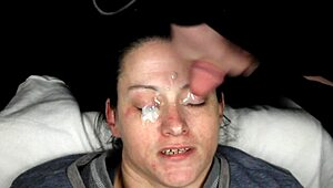 Dirtydee's slave gets drenched in cum bukkake madness.