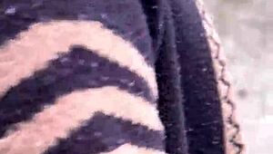 Hot patricinha with pink pussy climbs hill craving street action