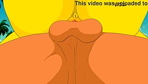 Marge Strips on Nude Beach in Simpsons Animation