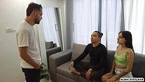 housewife pays rent with sex while husband watches, ends with dpp