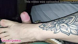 Curious Goddess Spots My Hard Dick at Friend’s House, Delivers Wild Footjob