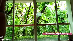 On vacation in Cancun, bringing thongs for fun 😏