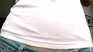 Girly Ladyboy with Pretty Smile Plays with Round Boobs on Cam