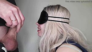 blindfolded friend's wife tricked into sucking and swallowing my cum