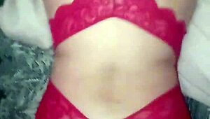 red lingerie filled with cum from group swingers