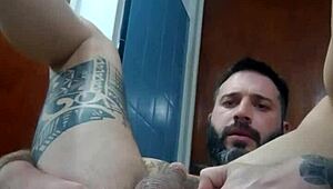 ass fucked with dildo in the kitchen by tattooed amateur