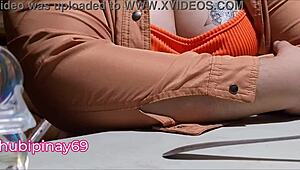 chubby milf stepmom flashing huge boobs in public while drunk